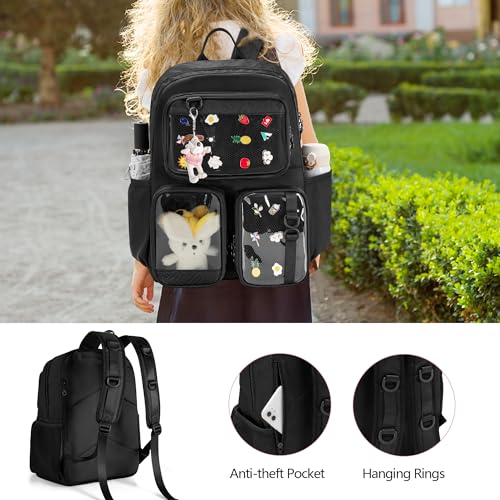 Prokva Ita Bag Pin Display Backpack with Insert, Kawaii Aesthetic Backpack with Laptop Sleeve for Cosplay and Concert, Black (Pins NOT Included, Patent Design) - Image 5
