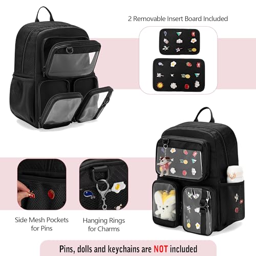Prokva Ita Bag Pin Display Backpack with Insert, Kawaii Aesthetic Backpack with Laptop Sleeve for Cosplay and Concert, Black (Pins NOT Included, Patent Design) - Image 2