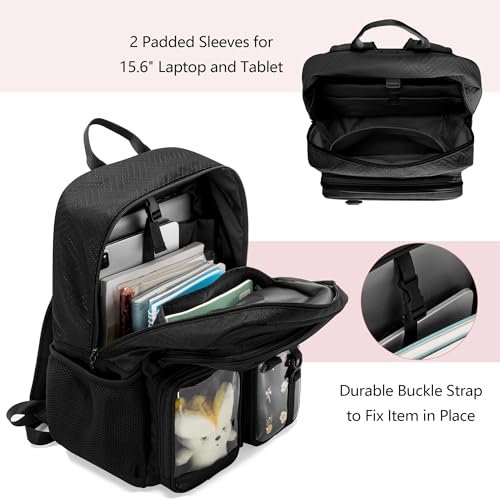 Prokva Ita Bag Pin Display Backpack with Insert, Kawaii Aesthetic Backpack with Laptop Sleeve for Cosplay and Concert, Black (Pins NOT Included, Patent Design) - Image 3