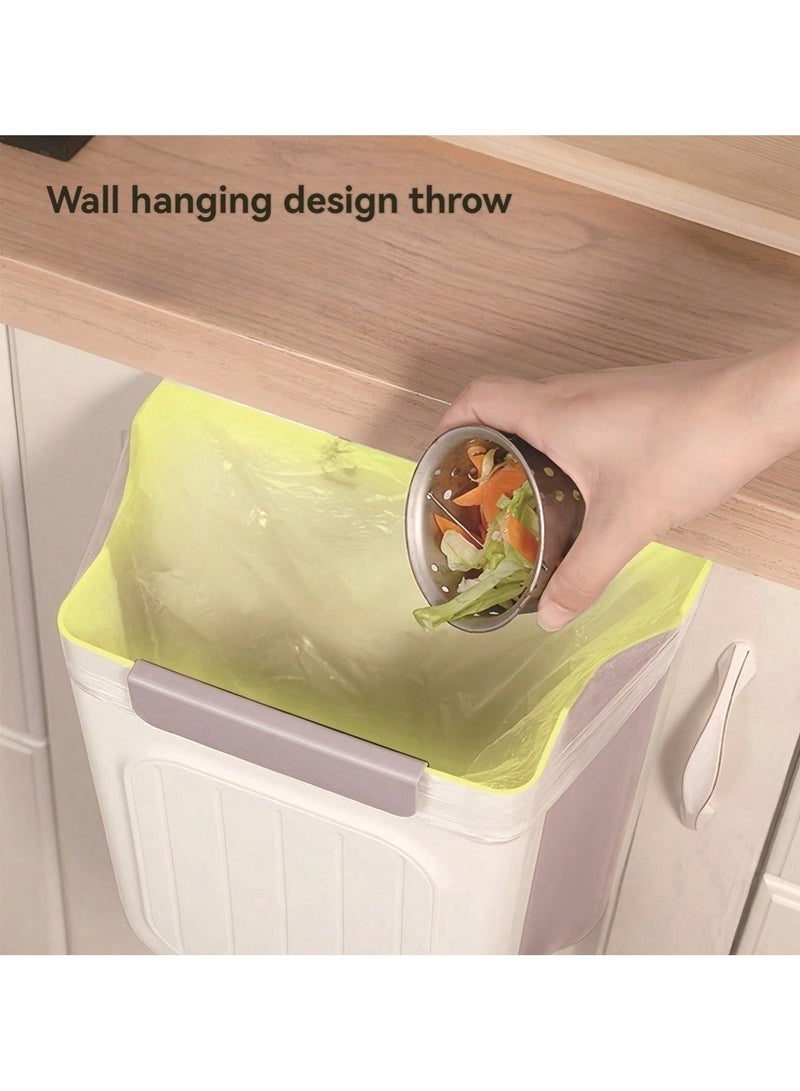1pieces Wall Mounted Collapsible Kitchen Trash Can, Home Cabinet Door Hanging Storage Basket, Bathroom Paper Storage Basket, Home Decor, Housewarming Gifts, Room Decor - Image 4