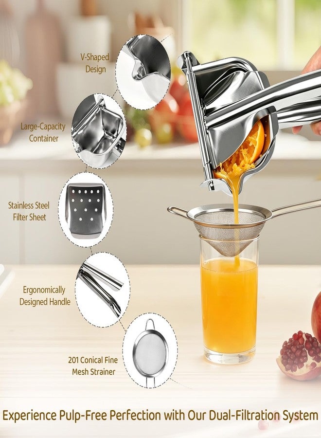 FIMXSD Large Lemon Squeezer, 304 Stainless Steel Manual Juicer Hand Press with 3.3" Fine Mesh Filter, Heavy Duty Fruit Squeezer for Orange, Citrus, Lime, Pomegranate-Dishwasher Safe - Image 3