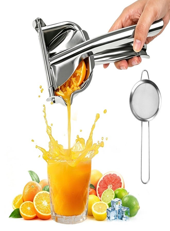 FIMXSD Large Lemon Squeezer, 304 Stainless Steel Manual Juicer Hand Press with 3.3" Fine Mesh Filter, Heavy Duty Fruit Squeezer for Orange, Citrus, Lime, Pomegranate-Dishwasher Safe - Image 1