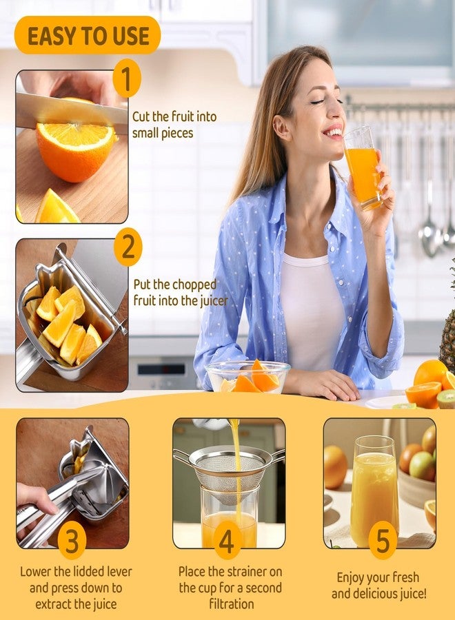 FIMXSD Large Lemon Squeezer, 304 Stainless Steel Manual Juicer Hand Press with 3.3" Fine Mesh Filter, Heavy Duty Fruit Squeezer for Orange, Citrus, Lime, Pomegranate-Dishwasher Safe - Image 5