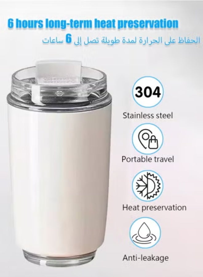 سميج كوب مشروبات 320 مل كوب شرب محمول للسيارة مصنوع من الفولاذ المقاوم للصدأ مانع للتسرب 320 مل ترمس قهوة (أخضر) - Image 5