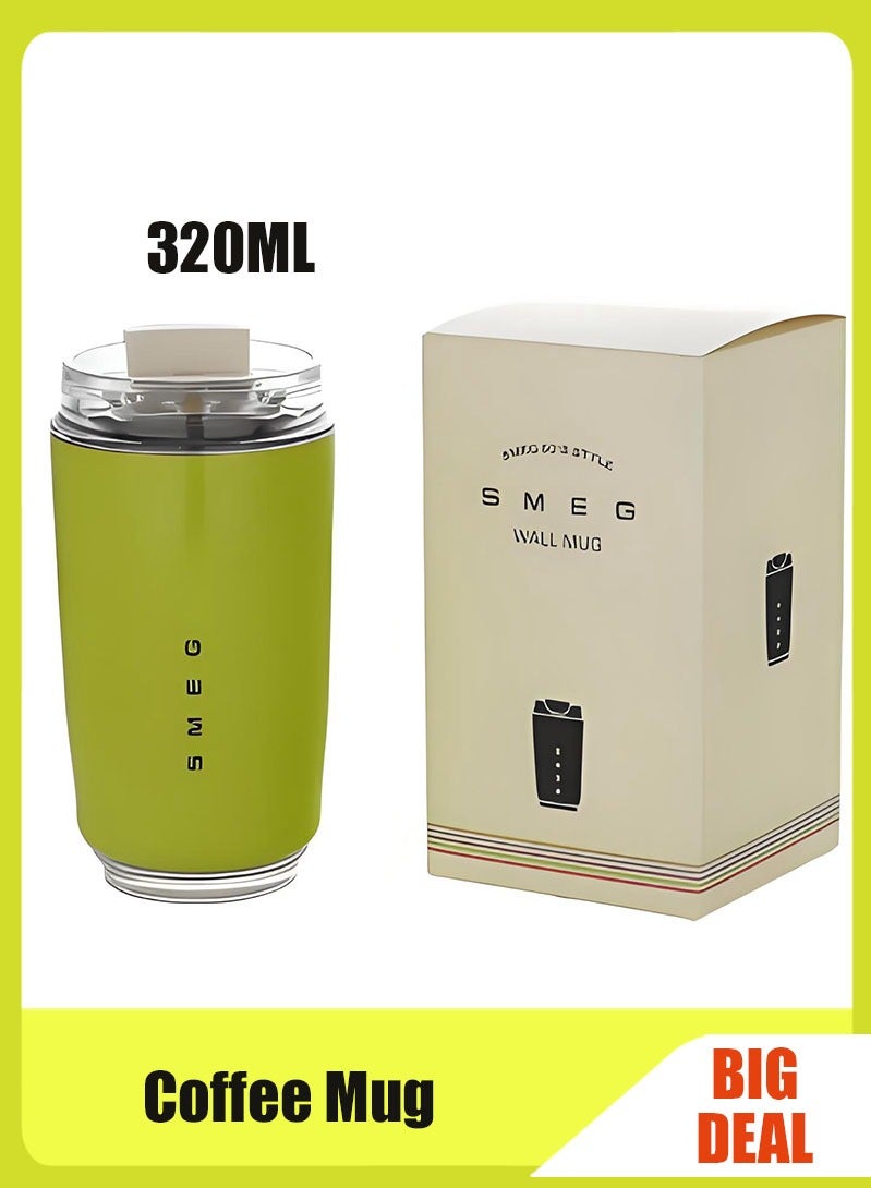 سميج كوب مشروبات 320 مل كوب شرب محمول للسيارة مصنوع من الفولاذ المقاوم للصدأ مانع للتسرب 320 مل ترمس قهوة (أخضر) - Image 1