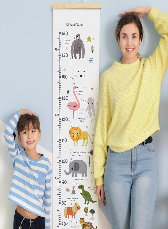 Feifeiya Animal Theme Kids Growth Chart Wall Hanging 48x11.8 Inch Removable Height Measurement Chart with Wooden Bars, Peel Stick Letters for Personalization, Baby to Child Canvas Height Tracker Gift - Image 5
