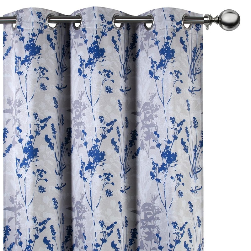 Deco Window Polyester Semi Blackout Opaque Curtains 7 Feet Long Set Of 2 Room Darkening EyeletBlue 35X7Ft Opaque Curtains With Perfect Pleats Connected Eyelet For Bedroom And Living Room - Image 3