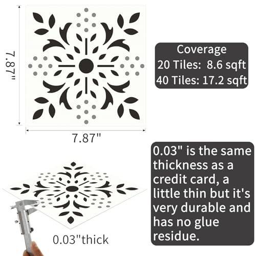 MORCART Peel and Stick Floor Tile 787x 787 Vinyl Flooring Waterproof DIY Flooring for Bathroom Kitchen Fireplace Stairs Bedrooms Wall Pantry Room 20 Pcs Black White Gray - Image 3