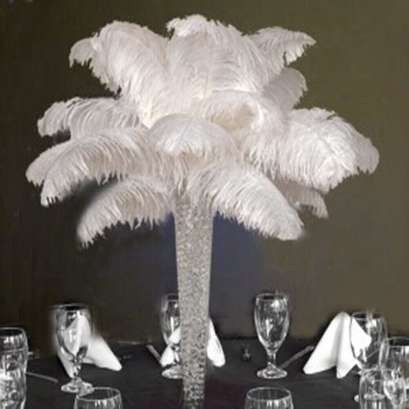 Shekyeon 1214inch3035cm Ostrich Feathers Plumes for Wedding Centerpieces Pack of 10White