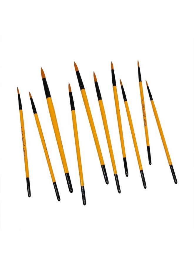 Keep Smiling A6095R Round Artist Paintbrush Set Orange/Black 10-Piece - Image 3