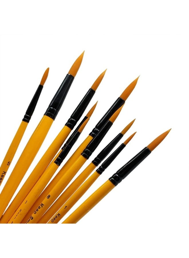 Keep Smiling A6095R Round Artist Paintbrush Set Orange/Black 10-Piece - Image 2