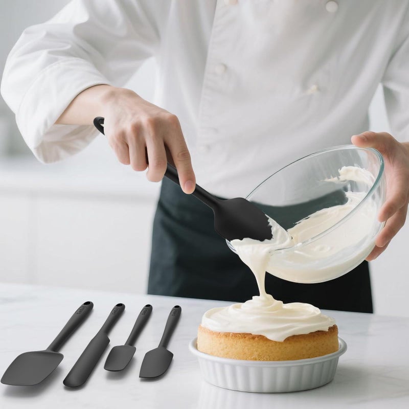 Coukre Silicone Spatula Set of 5,High Temperature Resistant, Food Grade Silicone, Dishwasher Safe, for Baking, Cooking (Pure Black) - Image 5