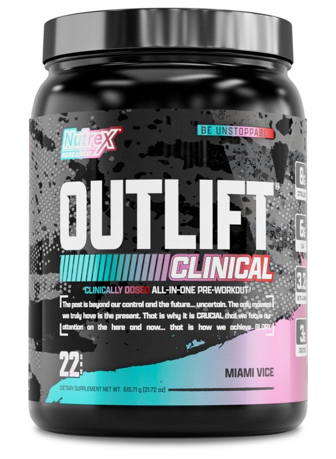 نورتكس ريسيرش مسحوق ما قبل التمرين من Nutrex Research Outlift Clinical | مسحوق ما قبل التمرين بجرعات سريرية مع الكرياتين، 8 جرام من السيترولين، الأحماض الأمينية الأساسية | طاقة، أداء، ضخ ما قبل التمرين | الأناناس وجوز الهند | (22 وجبة، ميامي فايس) - Image 1