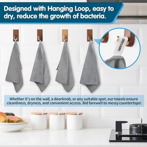 FIXSMITH Grey Microfiber Cleaning Cloth -Pack of 12, Highly Absorbent Cleaning Rags, 16"X12" All Purpose Cleaning Towels for Housekeeping, Kitchen, Car, Lint Free and Reusable Microfiber Towels - Image 4