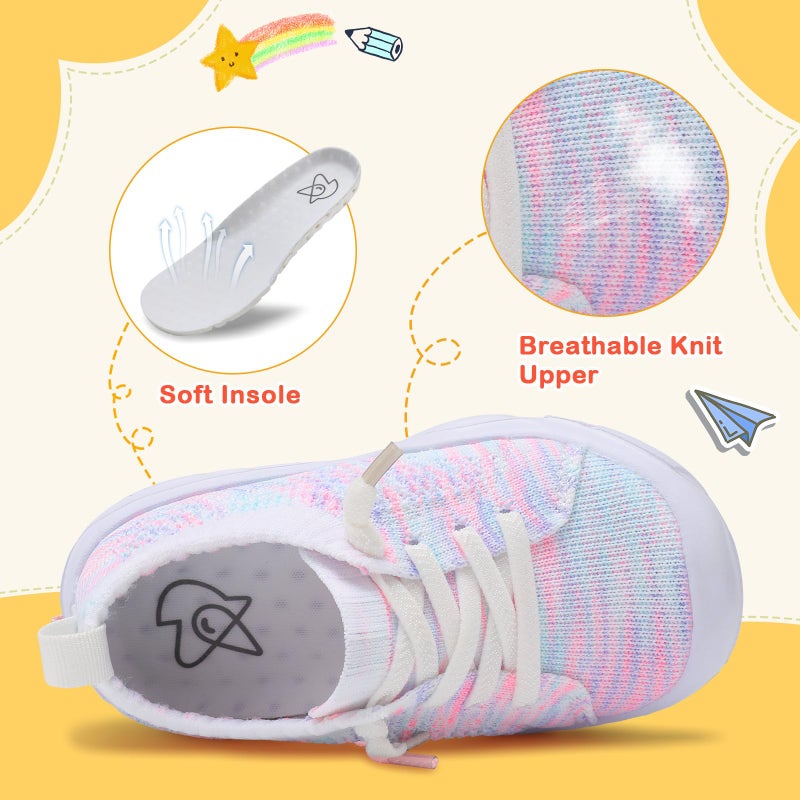 LeIsfIt Toddler Girls Boys Shoes Lightweight Sneakers Tennis Shoes Kids Slip on Shoes Breathable Barefoot Shoes Color Size 7 - Image 3