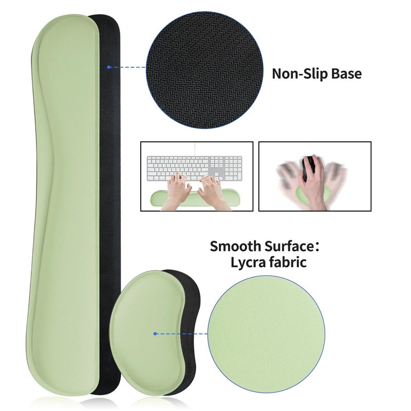 Bloss Leather Desk Mat and Keyboard Wrist Rest, Large Mouse Pad + Keyboard Pad+Mouse Wrist Support, Non-Slip Desk Mat Protector for St Patricks Day(31.5Ã—15.7 Inches, Green) - Image 5