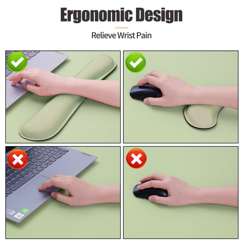 Bloss Leather Desk Mat and Keyboard Wrist Rest, Large Mouse Pad + Keyboard Pad+Mouse Wrist Support, Non-Slip Desk Mat Protector for St Patricks Day(31.5Ã—15.7 Inches, Green) - Image 4