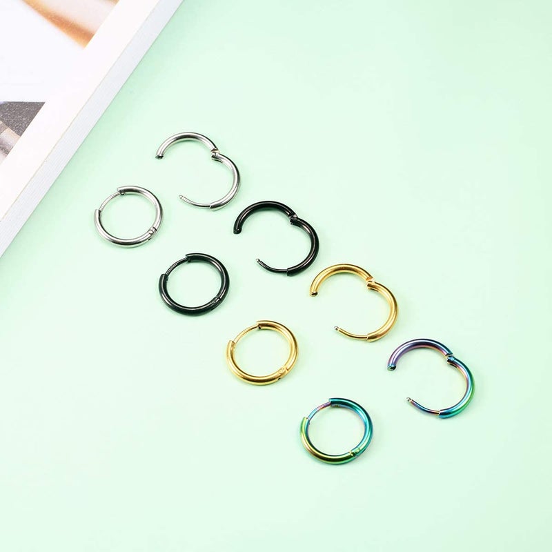 Vishoca Surgical Stainless Steel Hoop Earrings 8mm/10mm/12mm Small Huggie Hoop Earrings for Women and Men - Image 4