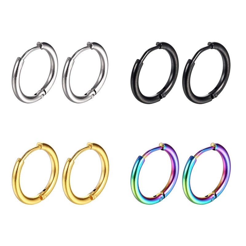 Vishoca Surgical Stainless Steel Hoop Earrings 8mm/10mm/12mm Small Huggie Hoop Earrings for Women and Men - Image 1