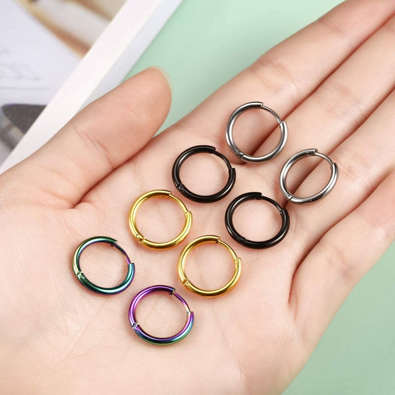 Vishoca Surgical Stainless Steel Hoop Earrings 8mm/10mm/12mm Small Huggie Hoop Earrings for Women and Men - Image 5