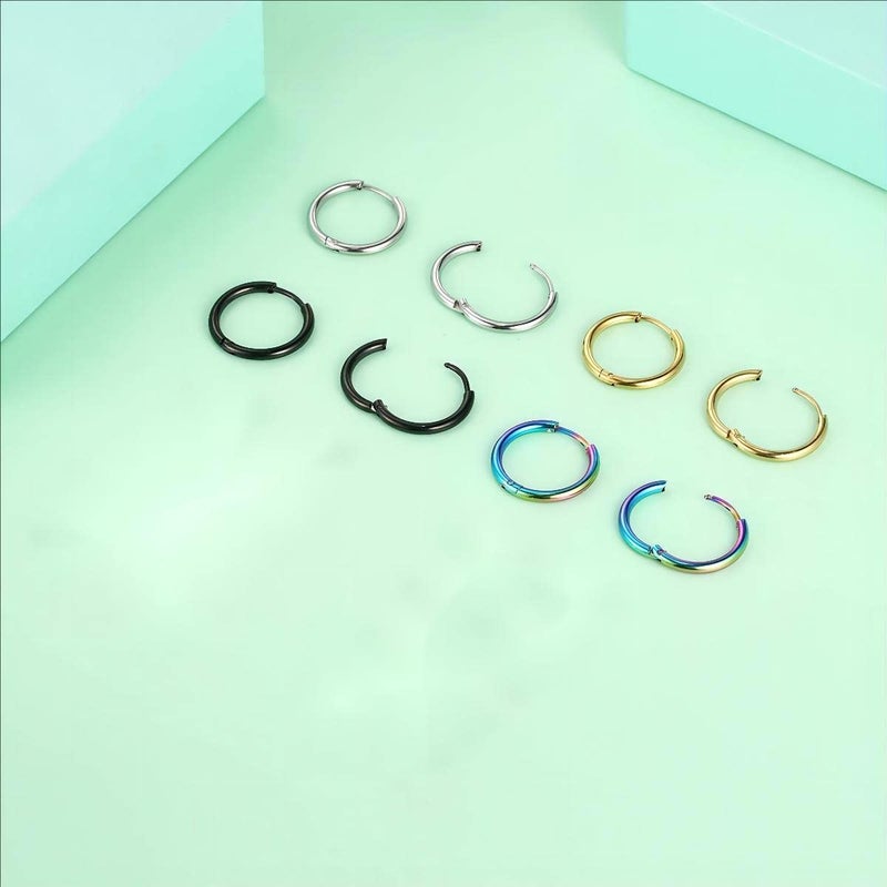 Vishoca Surgical Stainless Steel Hoop Earrings 8mm/10mm/12mm Small Huggie Hoop Earrings for Women and Men - Image 3