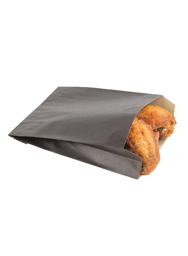 Restaurantware أكياس ورقية بحجم 4.3" × 1.5" × 6.3" للوجبات الخفيفة، 100 كيس بطاطس مقلية قابلة للاستخدام مرة واحدة - مقاومة للدهون، للبوب كورن، البسكويت، البطاطس المقلية، وأكثر، أكياس خفيفة من ورق كرافت أسود - Image 2