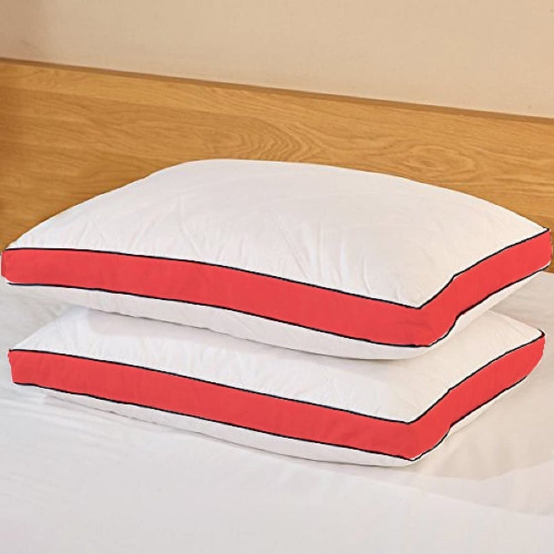 CRAZY WORLD Microfiber Bed Pillow for Sleeping - Down Alternative Ultrasoft Cotton Washable Pillow with Satin Gusset- Pack of 2 (red) - Image 2
