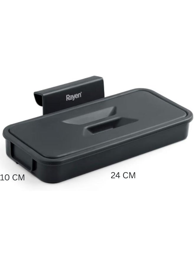 Rayen 6202 Kitchen Cabinet Door Trash Bag Holder – Dark Grey, Space-Saving Organizer. - Image 4