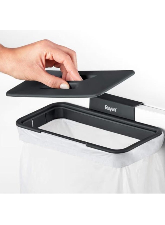 Rayen 6202 Kitchen Cabinet Door Trash Bag Holder – Dark Grey, Space-Saving Organizer. - Image 2
