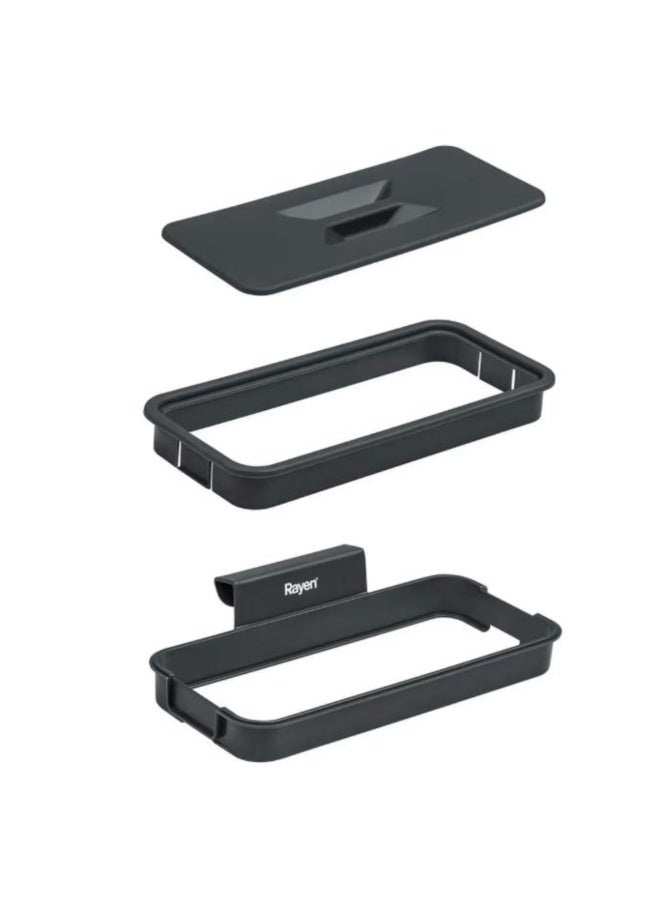 Rayen 6202 Kitchen Cabinet Door Trash Bag Holder – Dark Grey, Space-Saving Organizer. - Image 3