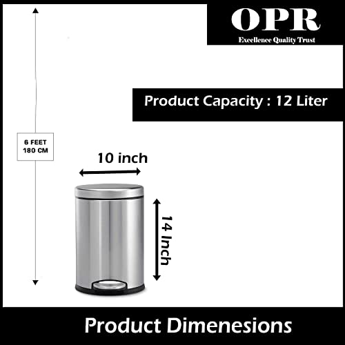 OPR Stainless Steel Plain Pedal Dustbin with Lid | Trash Can, Round Shape Dusbtin for Bathroom, Home, Kitchen, washrooms, Room and Office- Pack Of 2 (11 Litre) - Image 3