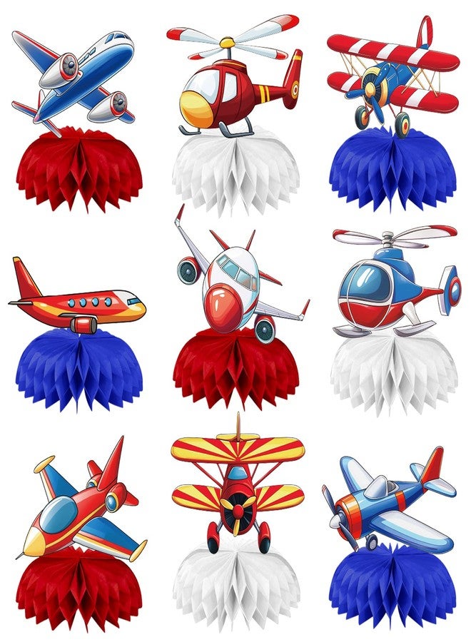 BQC 9 Pcs Airplane Birthday Party Decorations Airplane Centerpieces for Tables Airplane Party Decorations Airplane Party Supplies - Image 1