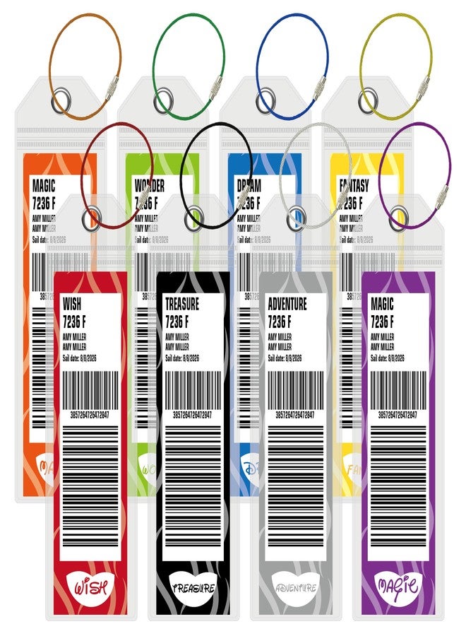 إيه أس في بي شوب حوامل بطاقات الأمتعة لسفن رحلات دي سي إل البحرية - عبوة من 8 قطع، تناسب سفن دريم، فانتازي، ماجيك، وندر، ويش، تريجر، وأدفنتشر - إكسسوارات سفر متينة لرحلات 2025 و2026 - Image 1