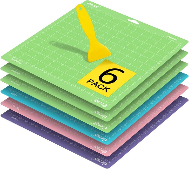ecraft 6-Pack Cutting Mat12x12 for Cricut Maker 3/Maker/Explore 3/Air 2/One – Strong, Standard, Light & FabricGrip Mats, Adhesive Sticky Non-Slip Durable Cutting Mats Accessories - Image 1