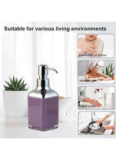 Happy Home Acrylic Liquid Handwash Soap Dispenser Pump for Bathroom, Hand wash refillable Bottle 320Ml-(Purple)  - Image 3