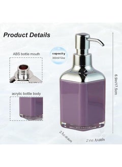 Happy Home Acrylic Liquid Handwash Soap Dispenser Pump for Bathroom, Hand wash refillable Bottle 320Ml-(Purple)  - Image 5