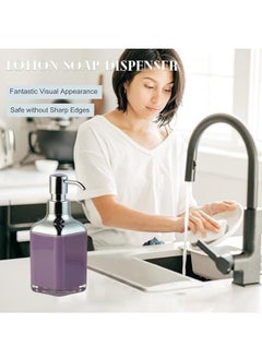 Happy Home Acrylic Liquid Handwash Soap Dispenser Pump for Bathroom, Hand wash refillable Bottle 320Ml-(Purple)  - Image 4