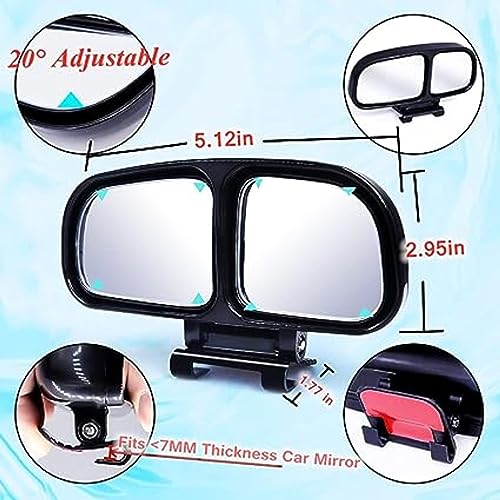 SARTE Plastic Glass Blind Spot Mirror with 360° Rear View Convex Parking Mirror, 3R Original Suitable for All Cars - Pack of 2 - Image 2