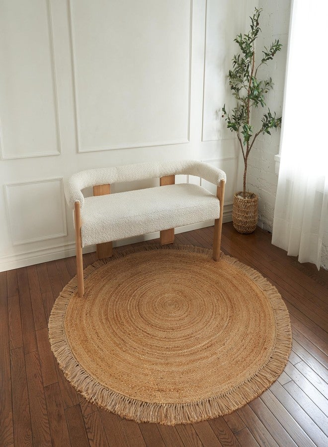 KIBAGA Beautiful 5x5 ft Round Jute Area Rug for Your Home - This Natural Hand Woven Rug Fits Perfectly Into Your Entry Area, Kitchen Or Living Room - Modern Braided Circle Mat Enhances Any Boho Decor - Image 4