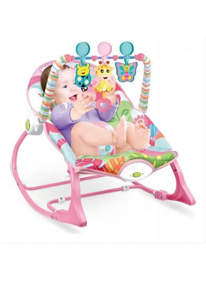 سيف-أو-كيد كرسي هزاز للأطفال من Safe-O-Kid® SweetSwing مع ضمان لمدة عام، متعدد الأوضاع، مع موسيقى، واهتزازات، وحزام أمان، وبار ألعاب - وردي - Image 3