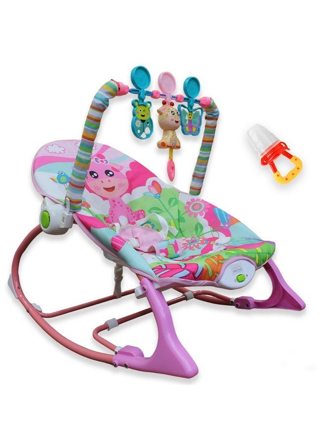 سيف-أو-كيد كرسي هزاز للأطفال من Safe-O-Kid® SweetSwing مع ضمان لمدة عام، متعدد الأوضاع، مع موسيقى، واهتزازات، وحزام أمان، وبار ألعاب - وردي - Image 1