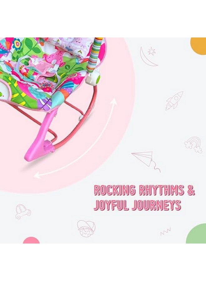 سيف-أو-كيد كرسي هزاز للأطفال من Safe-O-Kid® SweetSwing مع ضمان لمدة عام، متعدد الأوضاع، مع موسيقى، واهتزازات، وحزام أمان، وبار ألعاب - وردي - Image 2