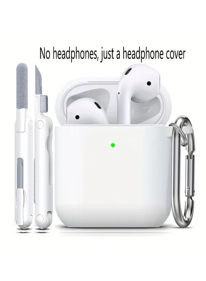 White Soft Silicone Protective Case With Cleaning Kit For AirPods 1 2 - Image 1