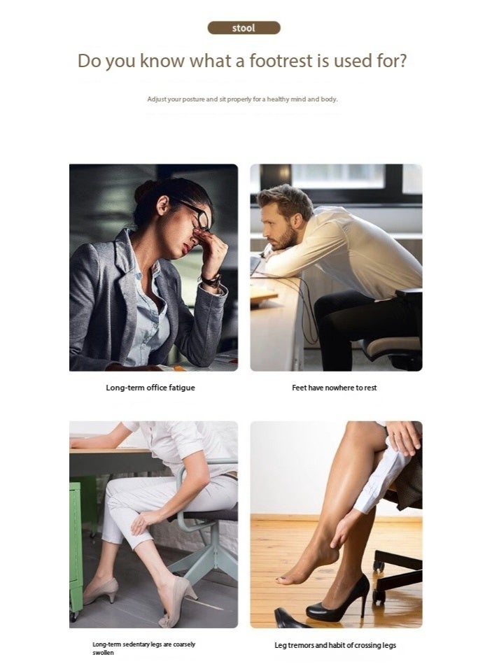 Sisily Under desk footrest, portable footrest with double row massage texture and rollers, ergonomic step stool, swingable, suitable for home, office, school, black - Image 3