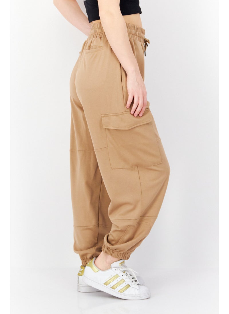 French Connection Women Regular Fit Drawstring Cargo Pants, Tan  - Image 5