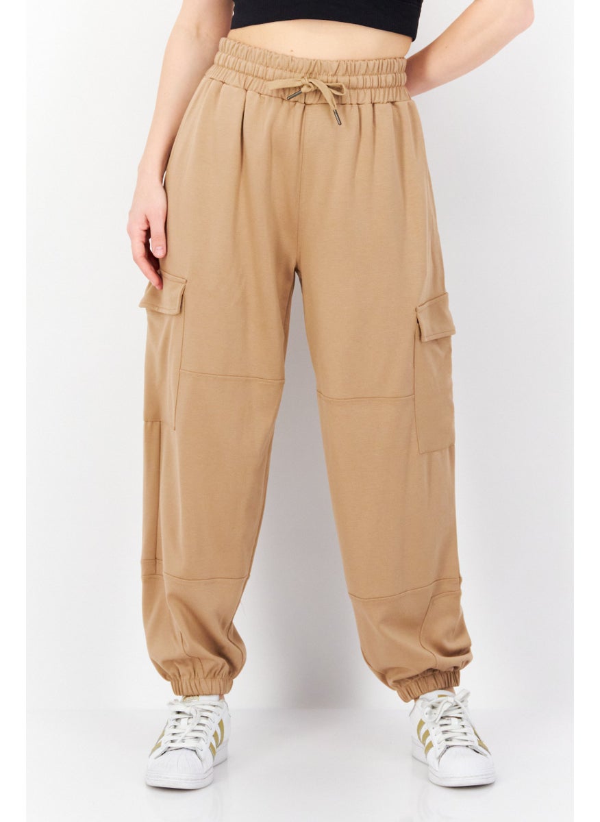 French Connection Women Regular Fit Drawstring Cargo Pants, Tan  - Image 1