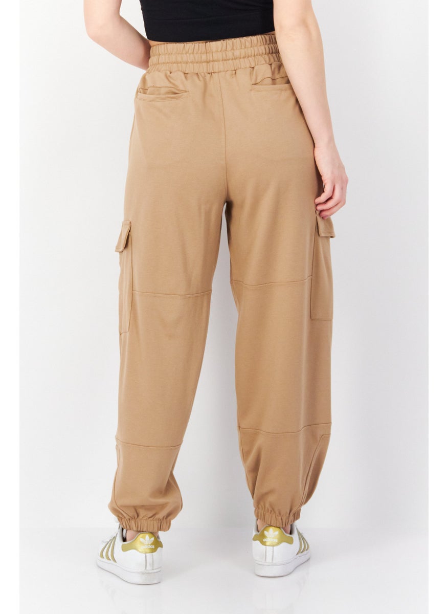 French Connection Women Regular Fit Drawstring Cargo Pants, Tan  - Image 2