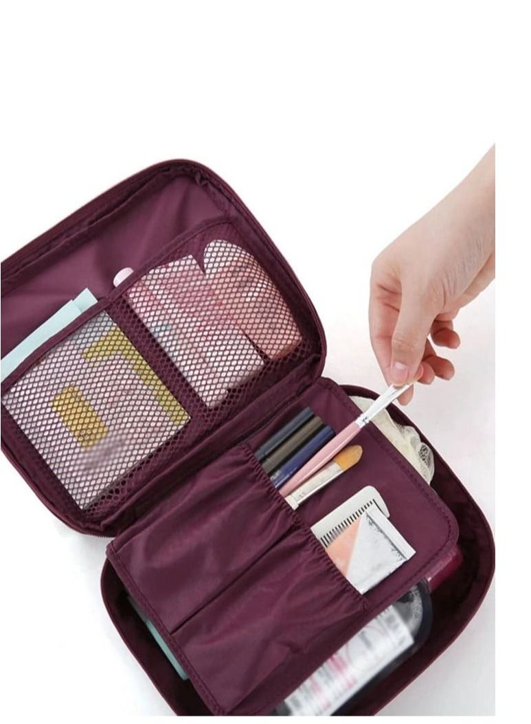Waterproof Make-Up and Personal Items Organizer Bag Burgundy Color - Image 1
