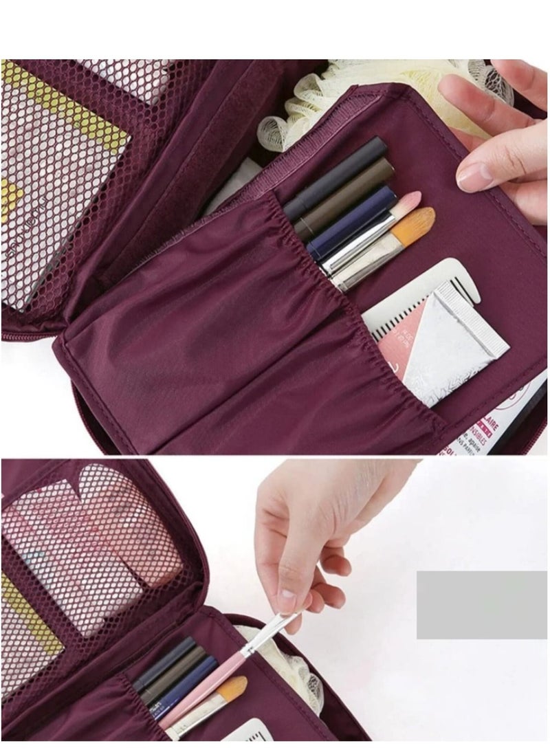 Waterproof Make-Up and Personal Items Organizer Bag Burgundy Color - Image 5