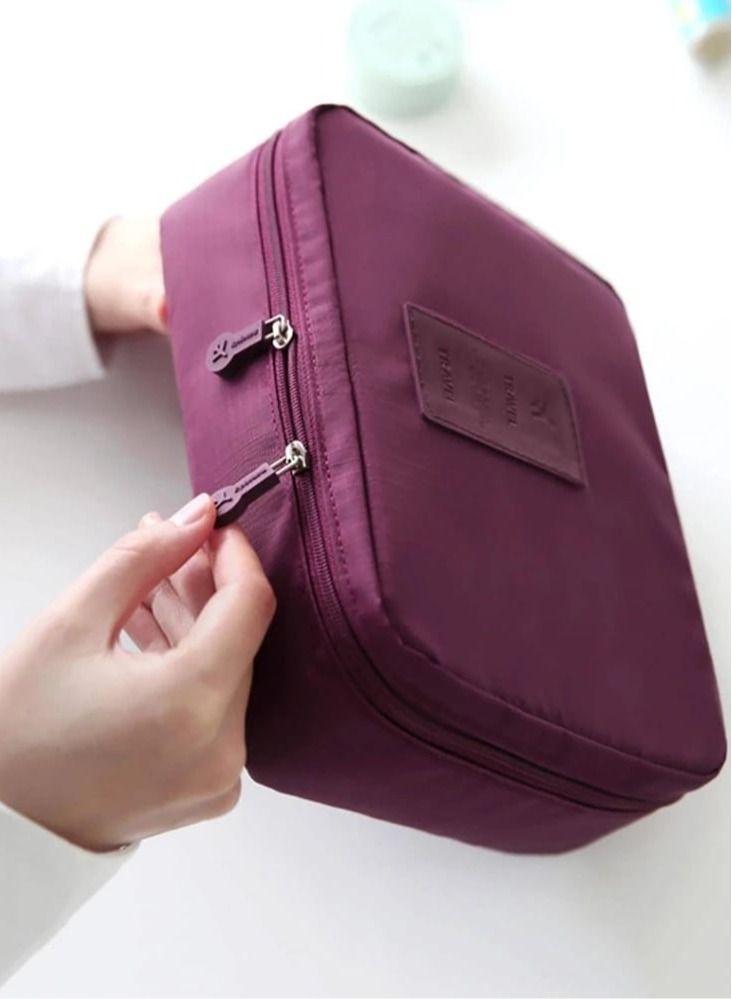 Waterproof Make-Up and Personal Items Organizer Bag Burgundy Color - Image 3